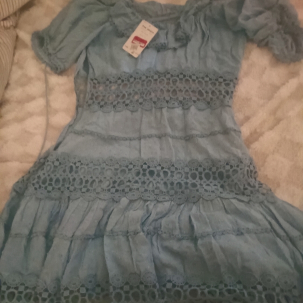 Free People Light Sea Blue Lace Sundress